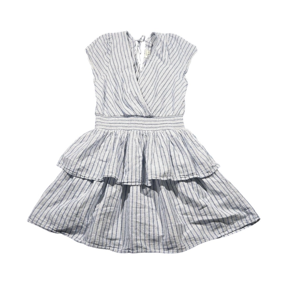 American Eagle Dress Womens Size M Blue Stripes Tiered Smocked Party Coastal